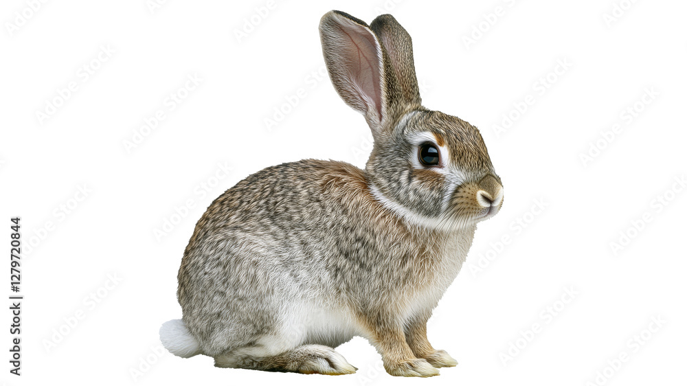 Fototapeta premium Cute rabbit sitting on white background