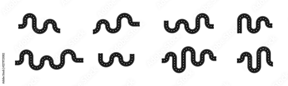 Obraz premium Road and highway vector illustration. City road and highway top view. Street and road. Highway, roadway top view.