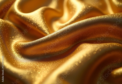 Close-Up of Metallic Gold Fabric with Intricate Texture and Warm Lighting photo