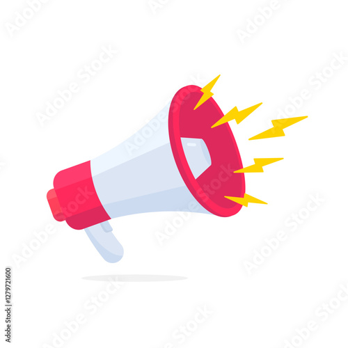 Megaphone speaker or loudspeaker bullhorn, vector illustration.  Broadcasting megaphone sign. Loudspeaker vector icon. Loudspeaker, speaker, bullhorn alert.