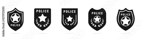 Police badge. Police symbols. Policeman badges collection. Police badge vector icons. EPS 10