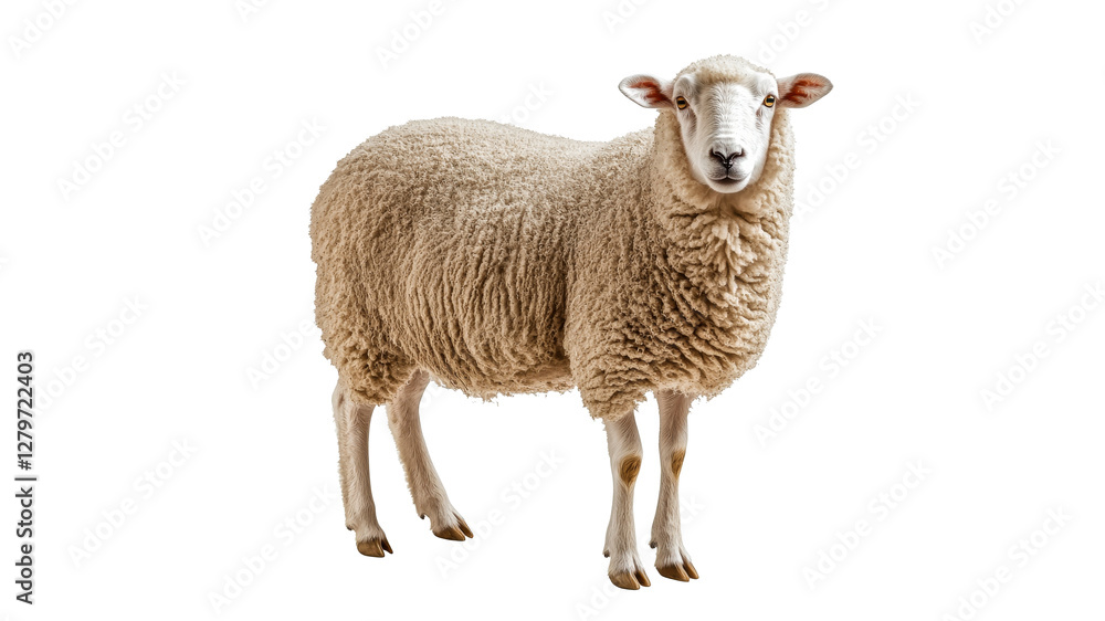Sheep standing confidently on a white background Sheep standing confidently on a white background
