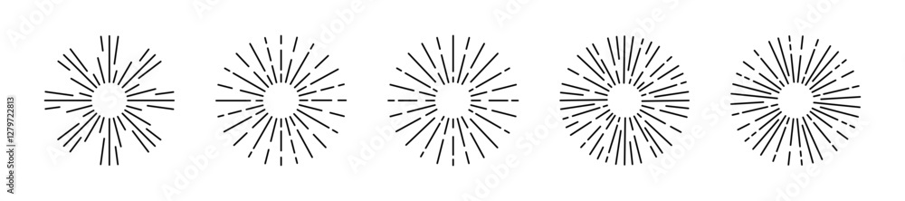 Obraz premium Sunburst vector illustration. Sunburst set. Star, firework explosion