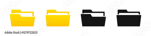 File folder icon set. File folder flat vector icons. Folder icons. Opened and closed folders
