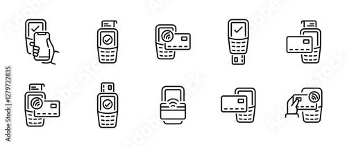 POS Terminal. POS Terminal vector icons. Terminal payment. Contactless NFC payment terminal