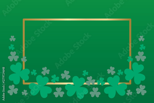 St Patrick's Day themed green background with leaves and copy space for text
 photo