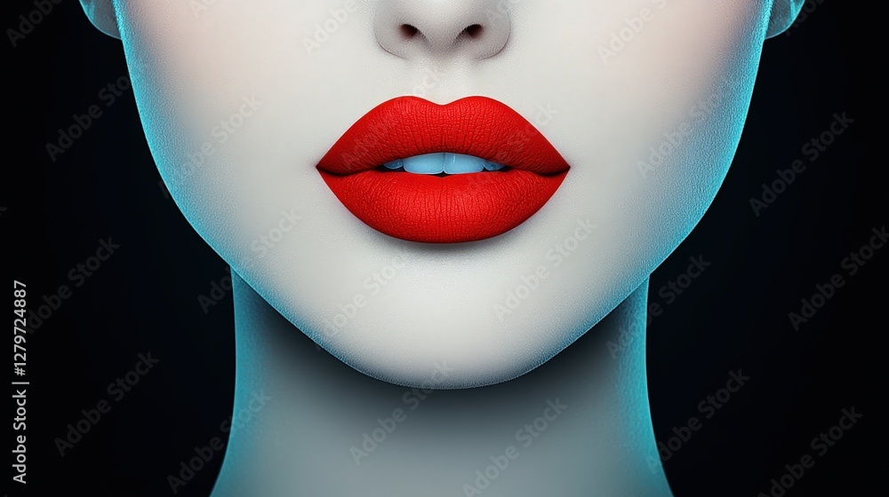 Stunning Red Lips With Smooth Skin and Soft Lighting Stunning Red Lips With Smooth Skin and Soft Lighting