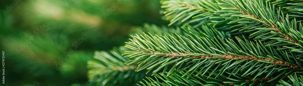 Close-up of Vibrant Green Pine Needles Along Branches in Natural Soft Light Showcasing Textures and Colors Close-up of Vibrant Green Pine Needles Along Branches in Natural Soft Light Showcasing Textures and Colors