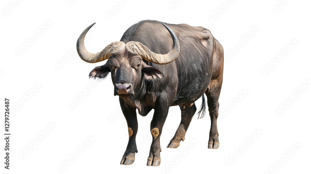 Buffalo walking in natural habitat Buffalo walking in natural habitat