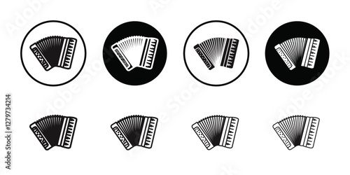 Accordion icon Black line art vector logo set