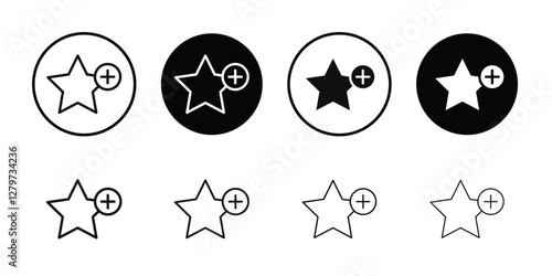 Add to favorite icon Black line art vector logo set