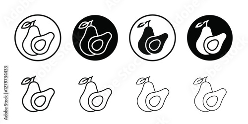 avocado icon Black line art vector logo set