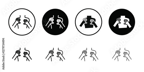 Back massage icon Black line art vector logo set