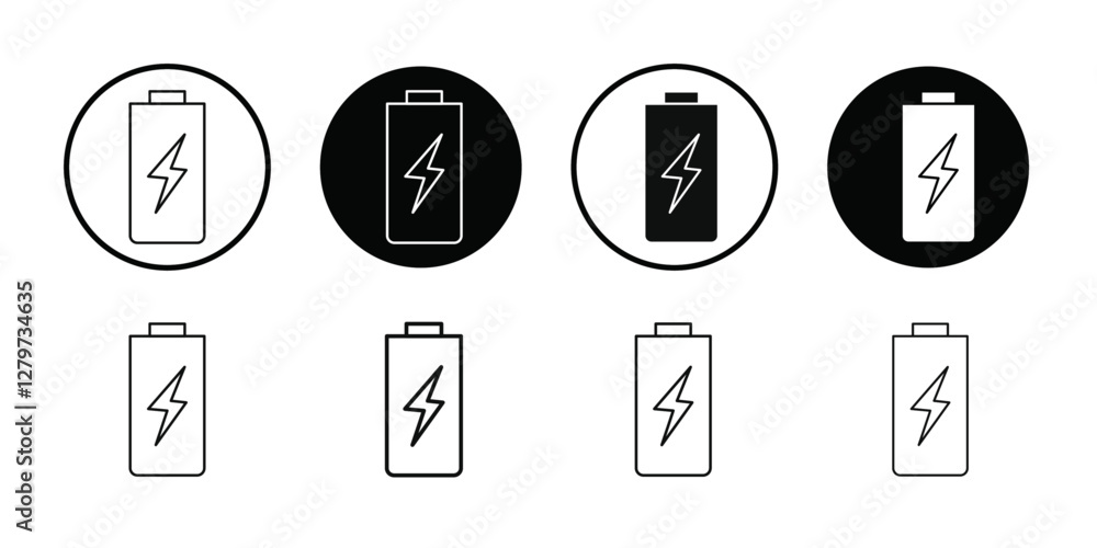 battery icon Black line art vector logo set battery icon Black line art vector logo set