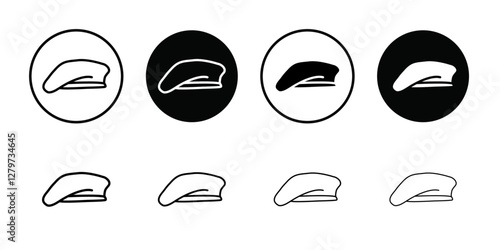 Beret icon Black line art vector logo set
