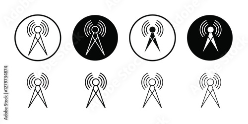Broadcast Icon Black line art vector logo set