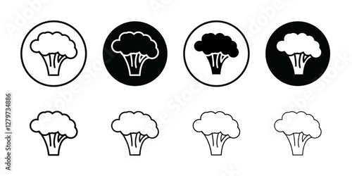 Broccoli icon Black line art vector logo set