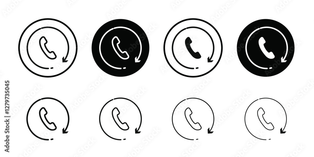 Call back icon Black line art vector logo set Call back icon Black line art vector logo set