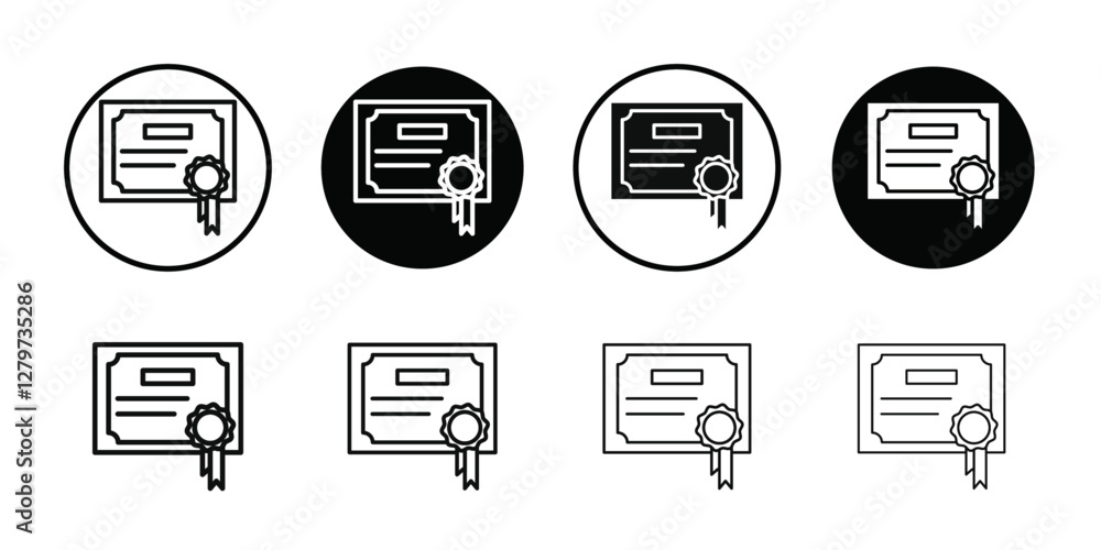 Certificate icon Black line art vector logo set Certificate icon Black line art vector logo set