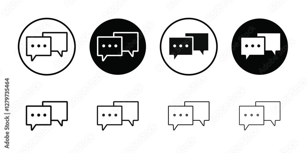 Comment icon Black line art vector logo set Comment icon Black line art vector logo set