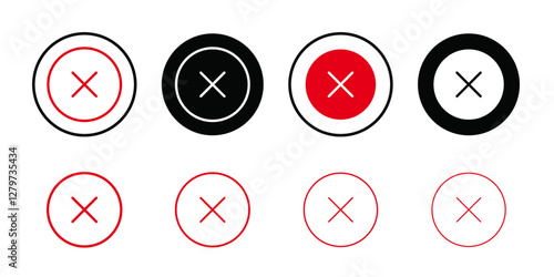 Close button icon Black line art vector logo set