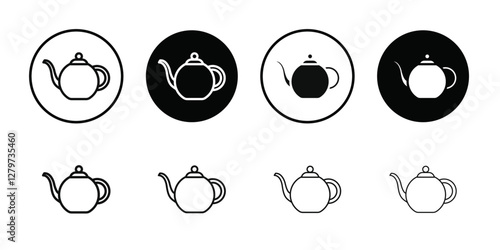 coffee pot icon Black line art vector logo set