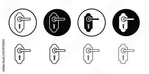 Door knob icon Black line art vector logo set