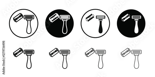 Hair removing razor icon Black line art vector logo set