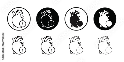 Heart attack icon Black line art vector logo set