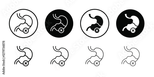 Indigestion icon Black line art vector logo set