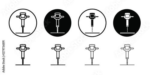 jack hammer icon Black line art vector logo set