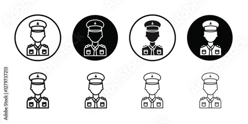 Male chief officer icon Black line art vector logo set