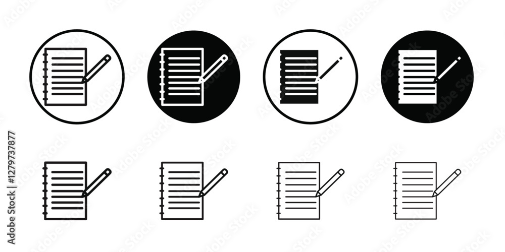 Note icon Black line art vector logo set Note icon Black line art vector logo set