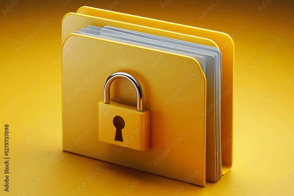 Naklejka premium Illustration of a file folder secured with a padlock.
