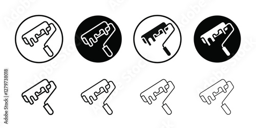 paint roller icon Black line art vector logo set