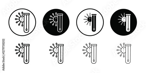 PCR test icon Black line art vector logo set