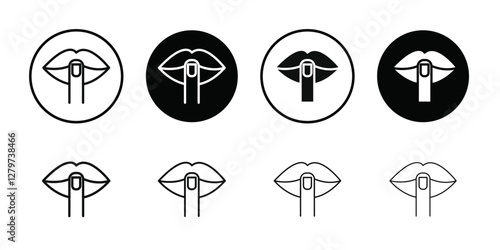 Please do quite pssst icon Black line art vector logo set