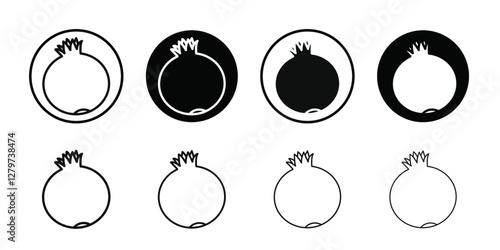 pomegranate icon Black line art vector logo set
