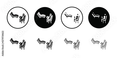 psychologist and patient icon Black line art vector logo set