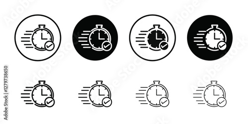 Quick approval icon Black line art vector logo set