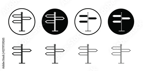 signpost icon Black line art vector logo set