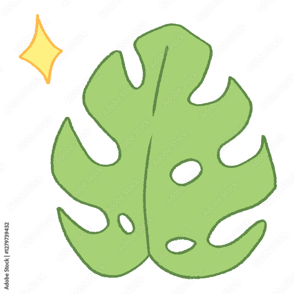 cute monstera leaf doodle hand drawn illustration cute monstera leaf doodle hand drawn illustration