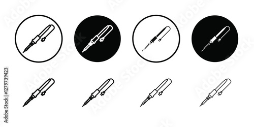 Soldering iron icon Black line art vector logo set