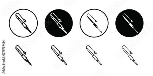 Soldering iron icon Black line art vector logo set