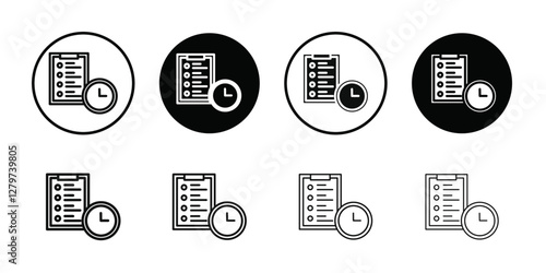 testing time icon Black line art vector logo set