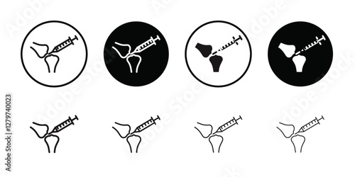 Treatment arthritis icon Black line art vector logo set