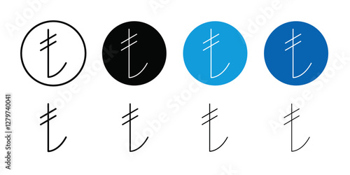 Turkish lira icon Black line art vector logo set