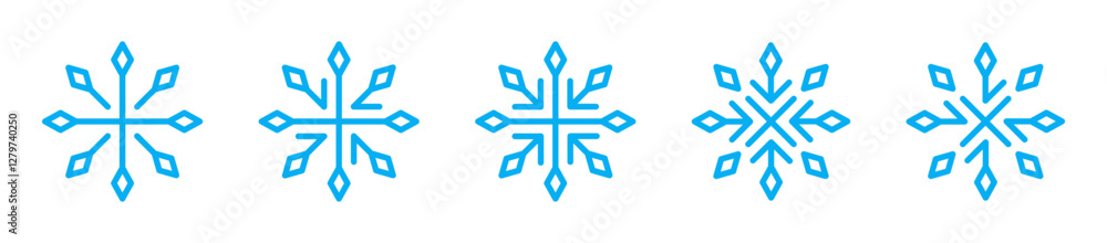 Snowflake simple black line icons. Snowflake set. Snowflake icons. Vector snow Snowflake simple black line icons. Snowflake set. Snowflake icons. Vector snow