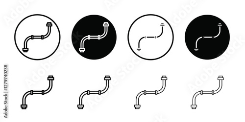 Water pipes icon Black line art vector logo set