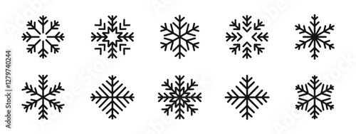 Snowflake icon. Snowflake set. Isolated snowflakes collection.